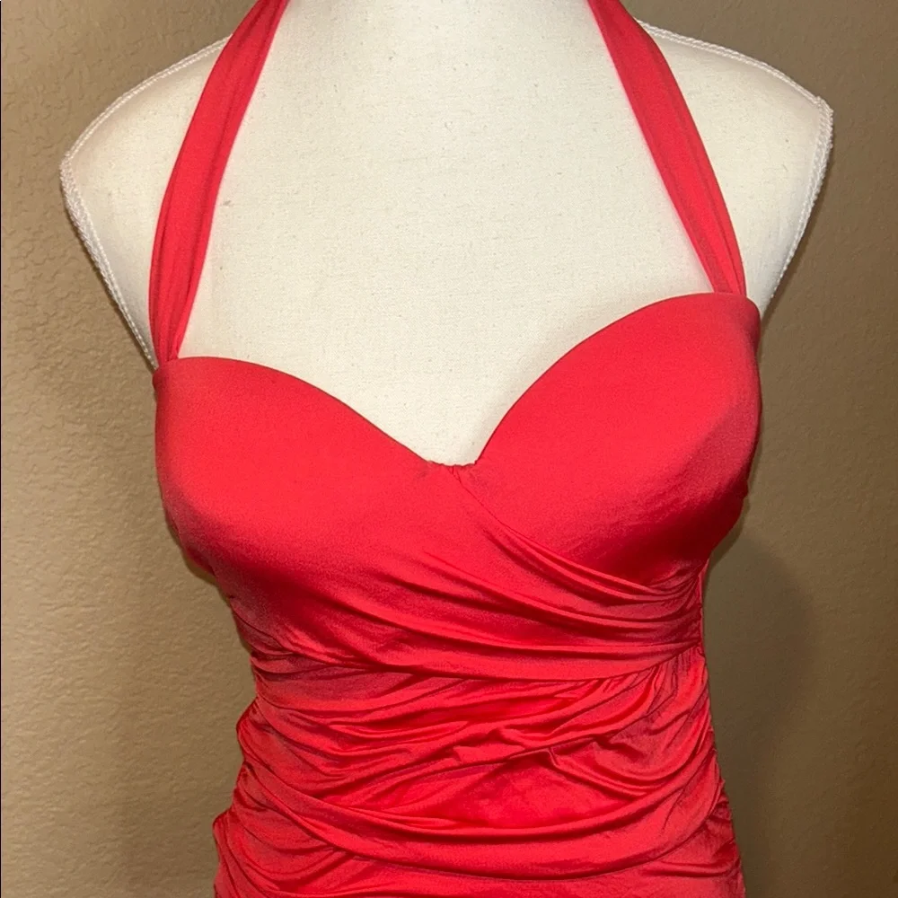 Merona Red Women's One Piece Swimsuit - Picture 4 of 13